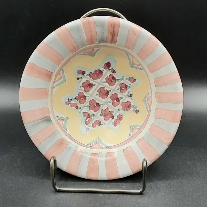 Vintage Mackenzie Childs Rose Cottage Smooth Rim Berry Bowl