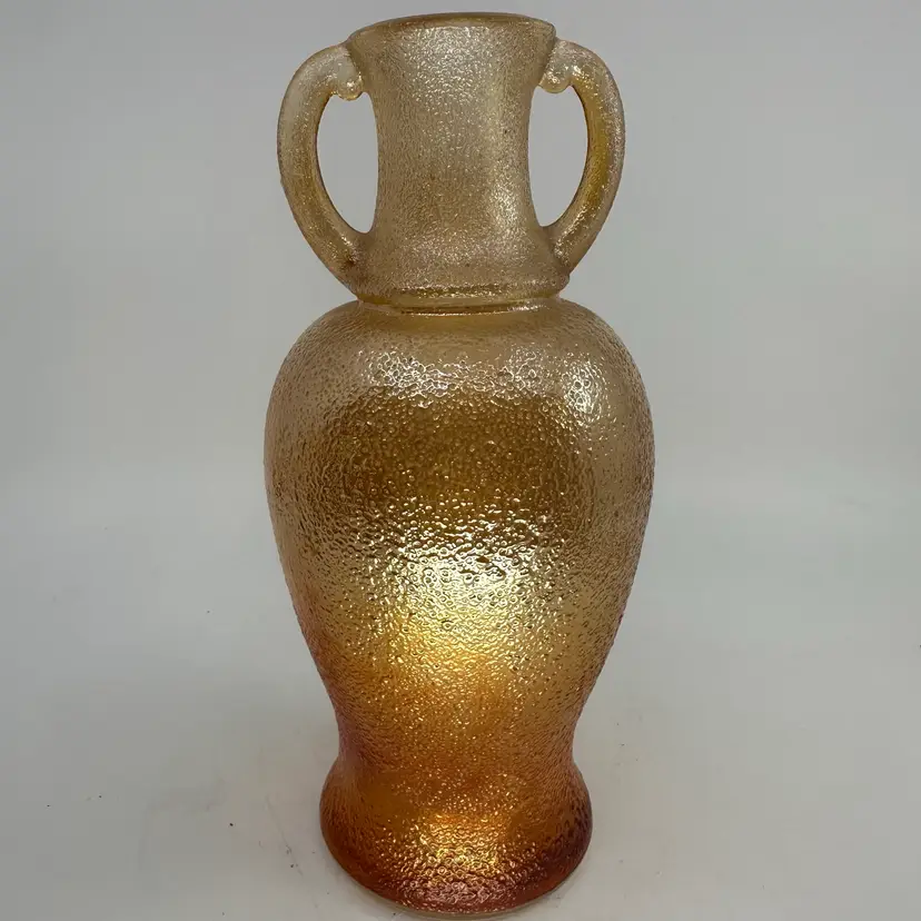 Vintage MCM Carnival Glass Marigold Textured Vase