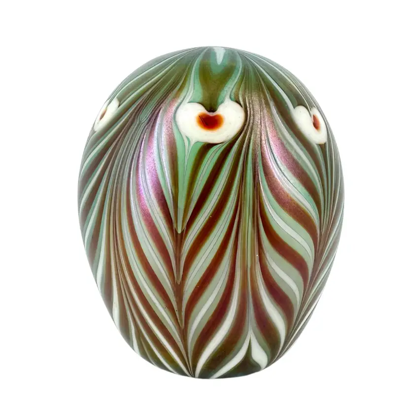 Vandermark Pulled Feather Art Glass Paperweight