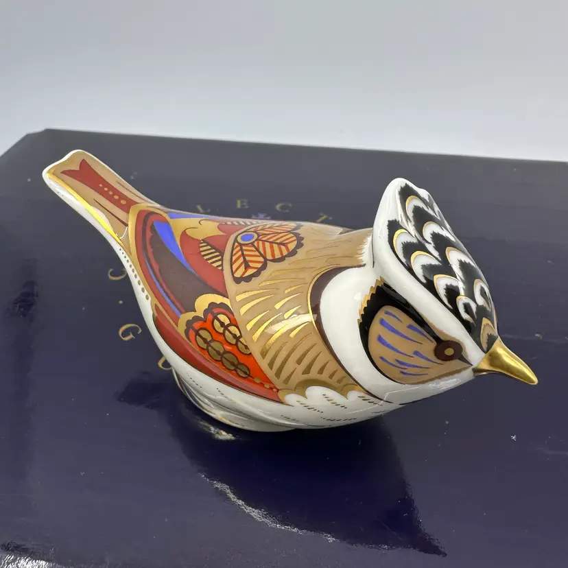 Reserved Royal Crown Derby Great Crested Tit Gold Stopper & Box
