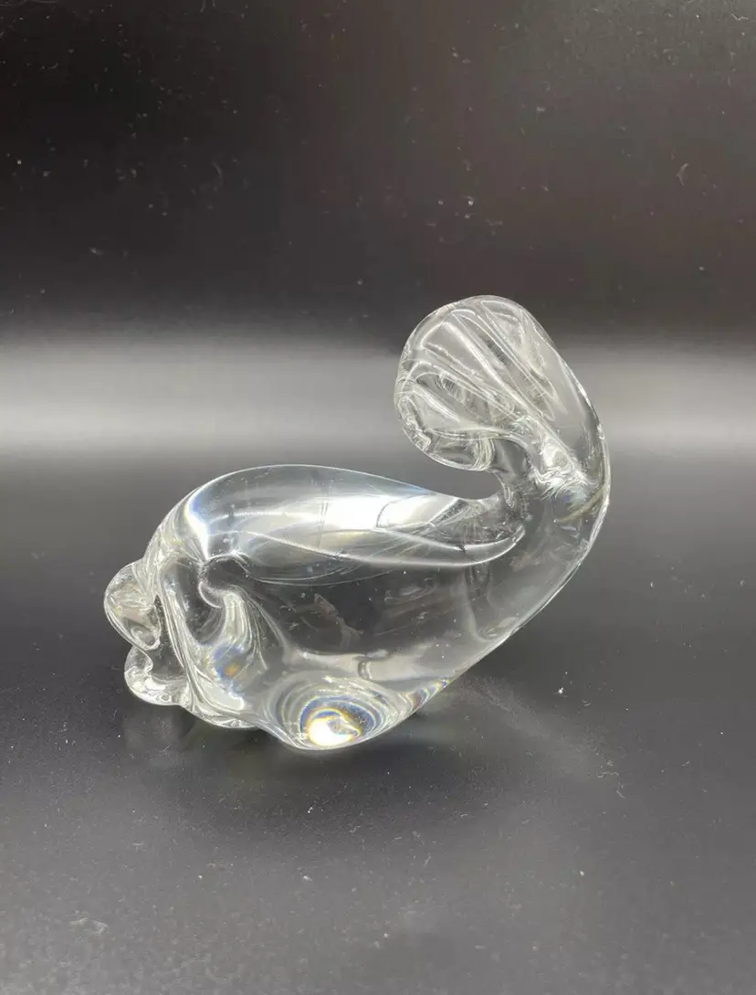 FISH Shape Paperweight Hand Blown Art  Glass Figurine in Clear