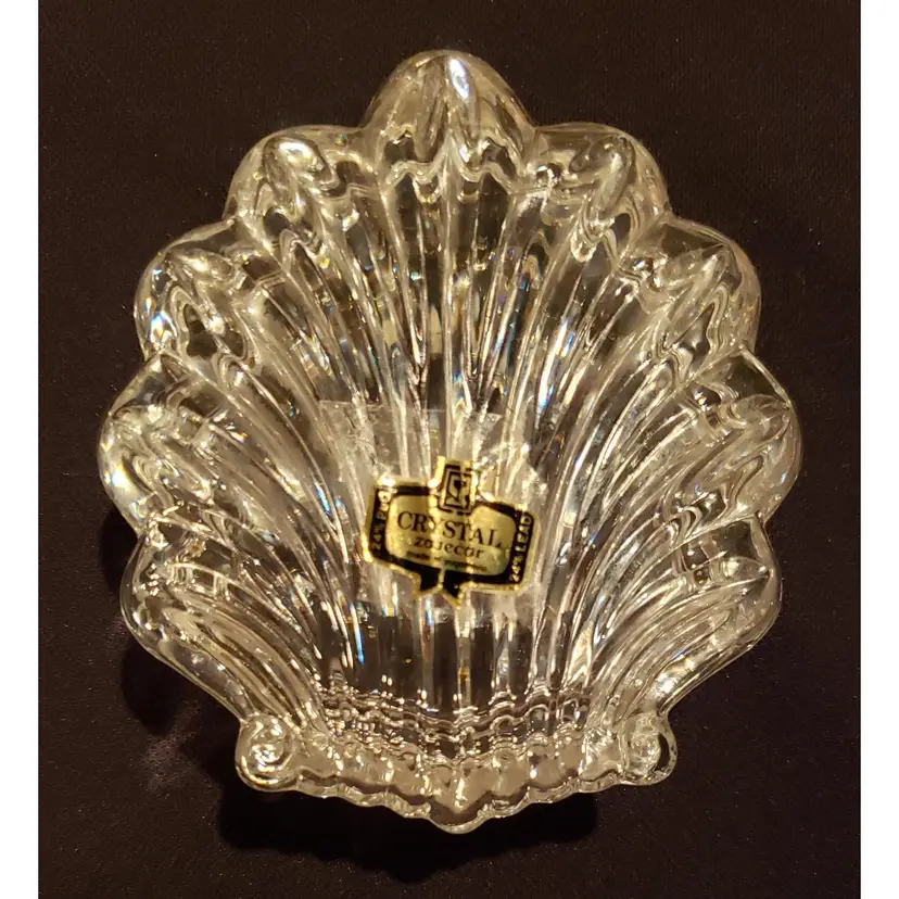 Vintage Zajecar Crystal Shell Trinket Box with Lid Yugoslavia