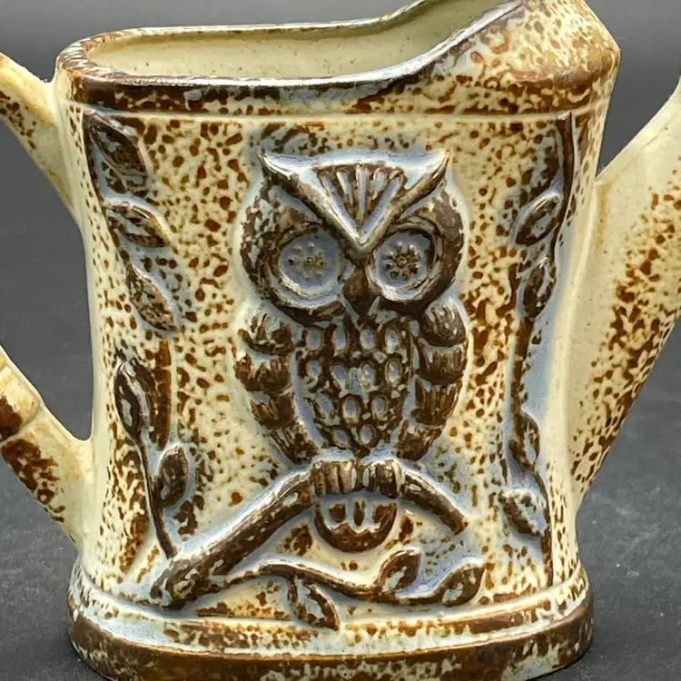 Counterpoint Owl Bird Watering Can Planter Vase Vintage Ceramic