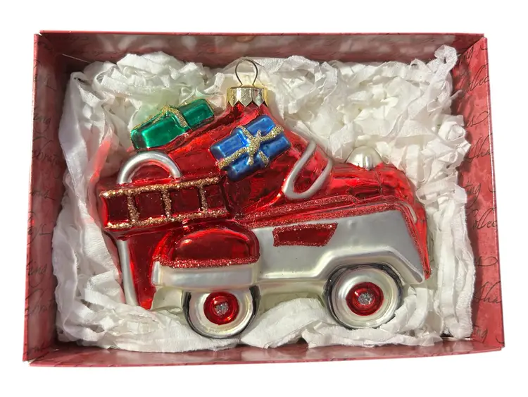 Hallmark Blown Glass 1955 Murray Fire Truck Replica Christmas Ornament Poland