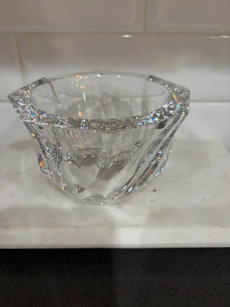 Orrefors Sweden Crystal Bowl Swirl Candy Dish Signed
