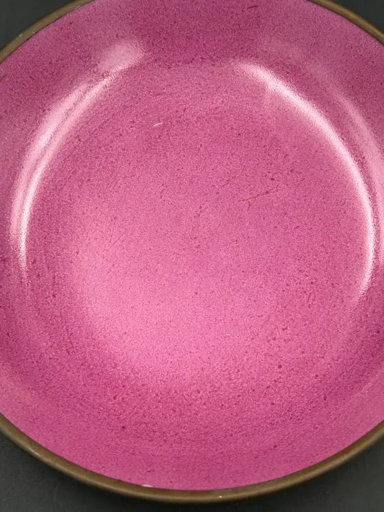 Vintage Japanese Hand Painted Porcelain Low Bowl In Brass Base Hong Kong ACF