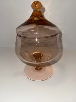 Pink Glass Covered Apothecary Jar