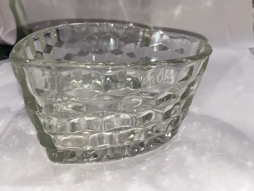 Fostoria Heart cubed glass dish