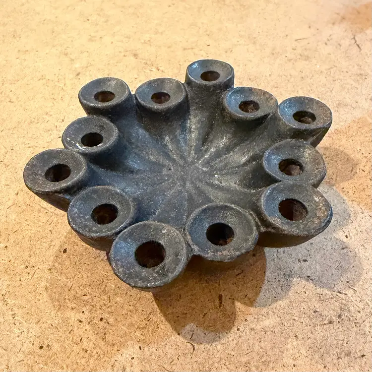 Rare Digsmed Denmark Cast Iron 12 Hole Candle Holder Mid Century Modern Scandinavian Danish Brutalist Decor