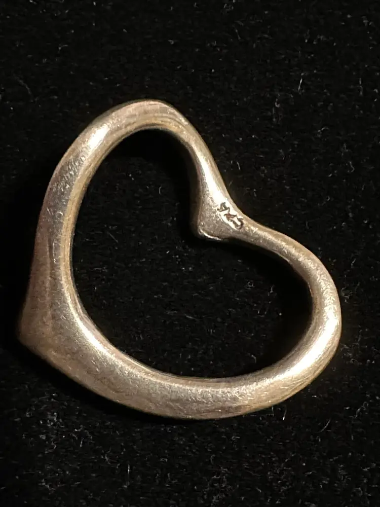 Sterling Silver Open Heart Pendant Modernist Valentines Gift