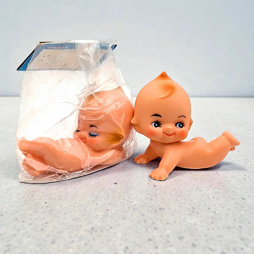Vtg Kewpie Rubber Vinyl Dolls Laying Down Crawling & Sleeping Set of 2