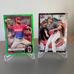 Sandy Alcantara (Miami Marlins) 2023 Topps World Baseball Classic Green Shimmer /75 & 2024 Topps Finest Rare