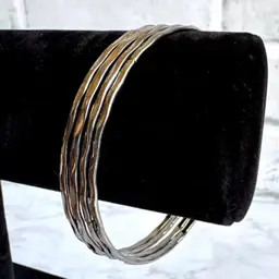 Set of 4 Dark Grey Faceted Cut Bangle Bracelets