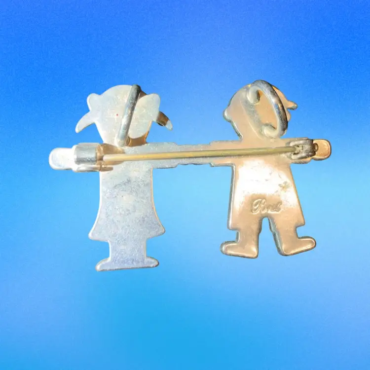 Signed Jack And Jill Pin  Or Pendant Boy-Girl