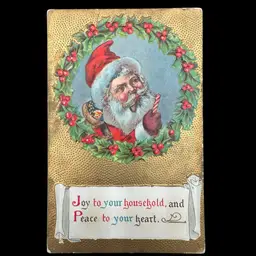 Kitschy SANTA + White Red Antique/Vintage Winter Holiday Christmas Postcard 1909