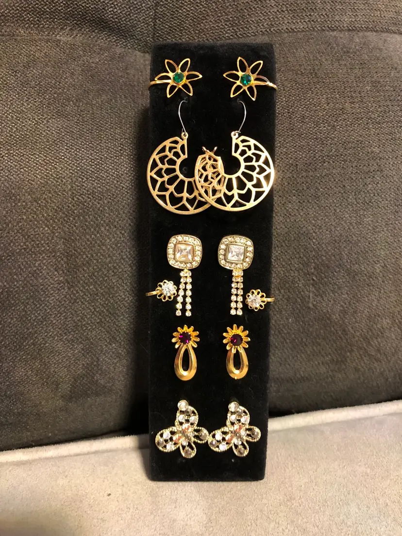 7 Pairs of Gold-Tone Earrings Lot