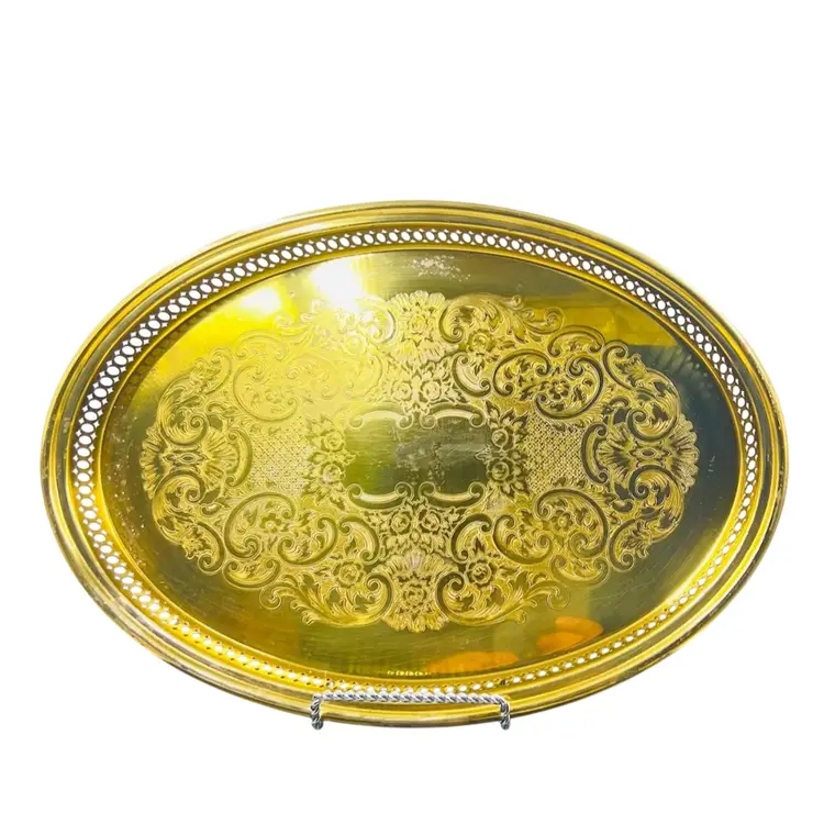OVAL SERVING TRAY
SOLID BRASS



Reticulated Scroll Pattern Dresser Tray
Holiday Hosting
