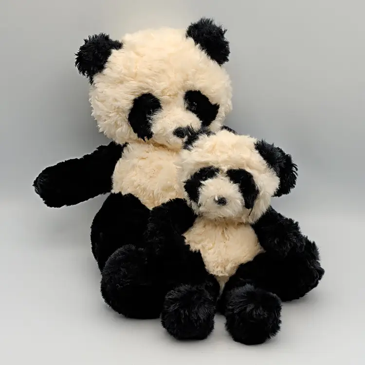 Vintage Russ Berrie Panda Bear Ping Plush Mom 11" and Baby 7" 1980/90s