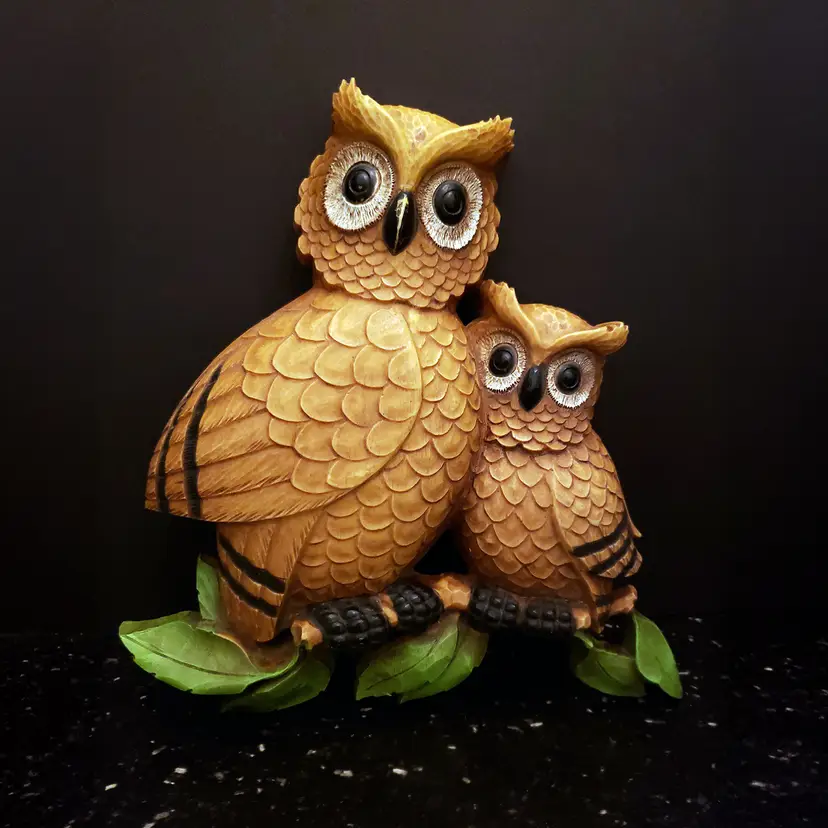 HOMCO Wall Art Mom Baby Owls 1976 Vintage Retro Kitschy Plastic Dart Inc