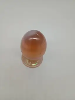 Fenton Peach Opalescent Egg on Pedestal Base Undecorated Rare Color