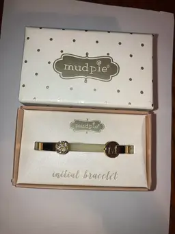 Mud Pie M Gold Tone Bracelet 2 1/2” Inside Diameter