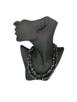 Hematite Beaded Necklace 16” Long