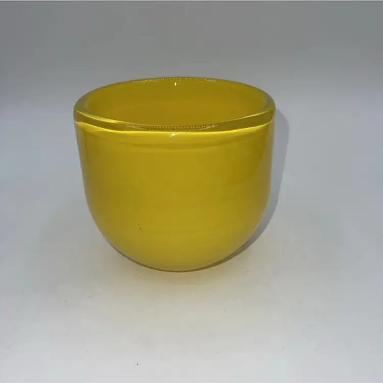 Art Glass Votive Holder Yellow Glass 4 x 4