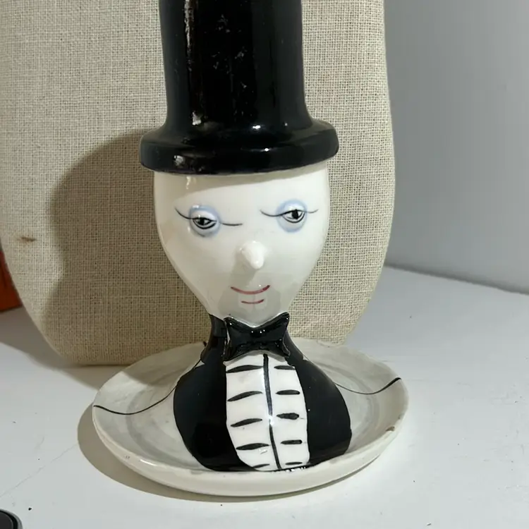 Napco Anthropomorphic Porcelain Mann Egg Cup With Top Hat Shaker Japan