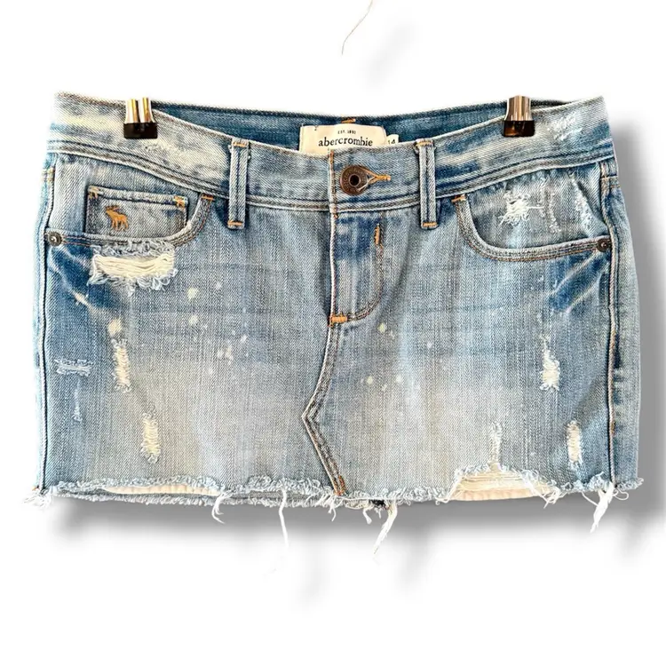 Y2K Ambercrombie New York Distressed Denim Mini Skirt Girls Sz. 14