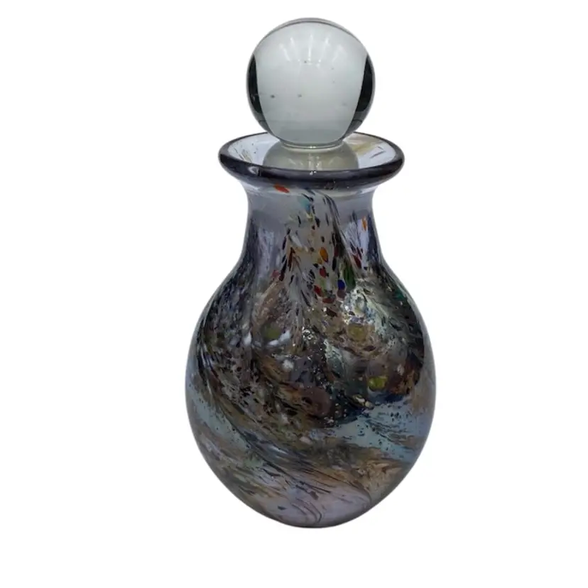 David P Salazar "Starry Night" Glass Perfume w/Stopper: Dichroic Swirls, Signed