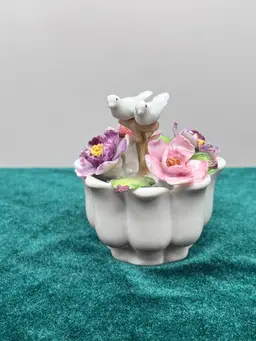 3” Bone China Flower And Dove Figurine