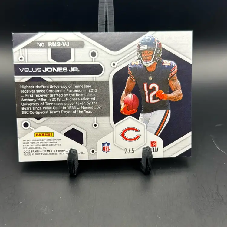 Velus Jones Jr. Laundry Tag Auto 2/5 2022 Panini Elements