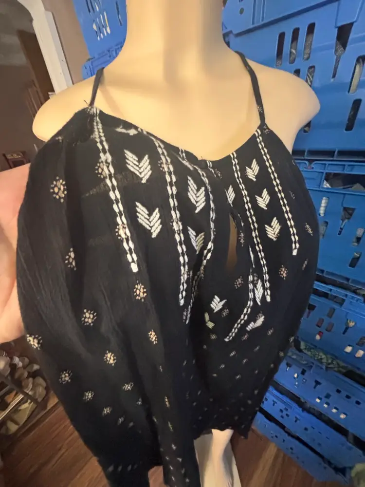 Vintage Old Navy Xxl Spaghetti Strap Fairy Boho Retro Embroidery Indian Blouse