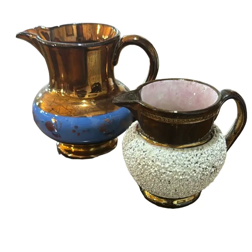 Copper Lusterware, Creamers, One Sugar Glazed