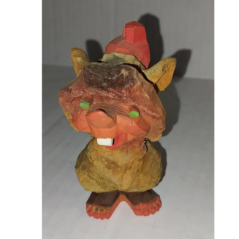 Vintage Henning Hand-Carved & Painted Wooden Norwegian Troll/Gnome Nordic Folklore, Scarce!