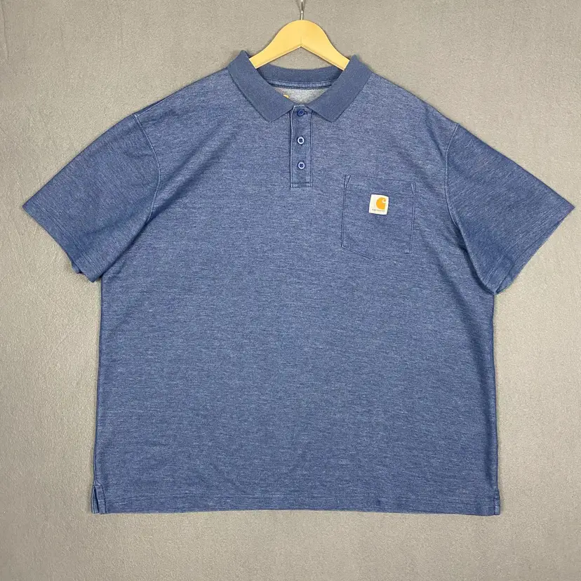 Carhartt Polo Shirt Men's 2XL Heather Blue Orignal Fit Midweight Short Sleeve M-1550