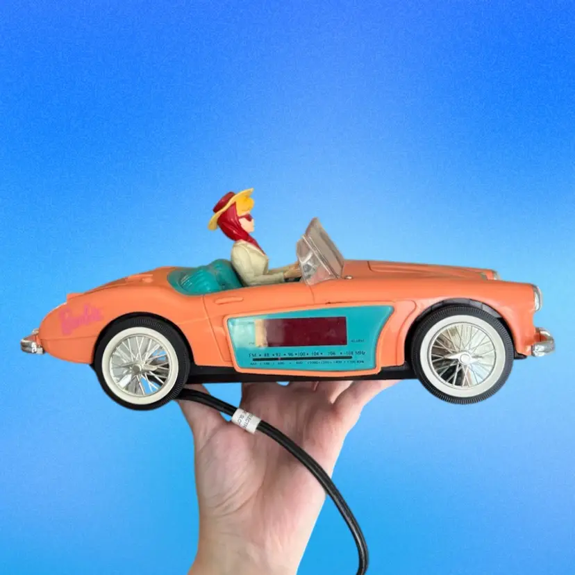 90's MATTEL BARBIE 1962 Replica Convertible Alarm Clock Radio, WORKS! With Box