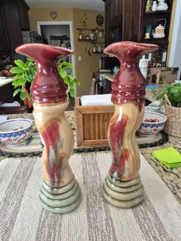Dan Lasser studio pottery ceramic candlesticks