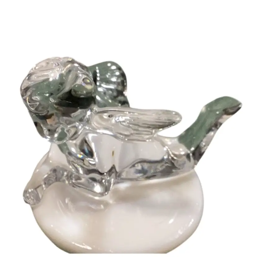 Baccarat France Crystal Cherub Paperweight 4.5” L X 3” T X 2.75” W