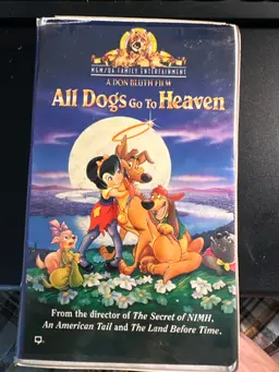 Vintage "All Dogs Go To Heaven" VHS Tape (1989) - Don Bluth Animated Classic