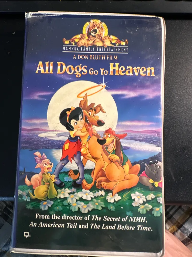 Vintage "All Dogs Go To Heaven" VHS Tape (1989) - Don Bluth Animated Classic