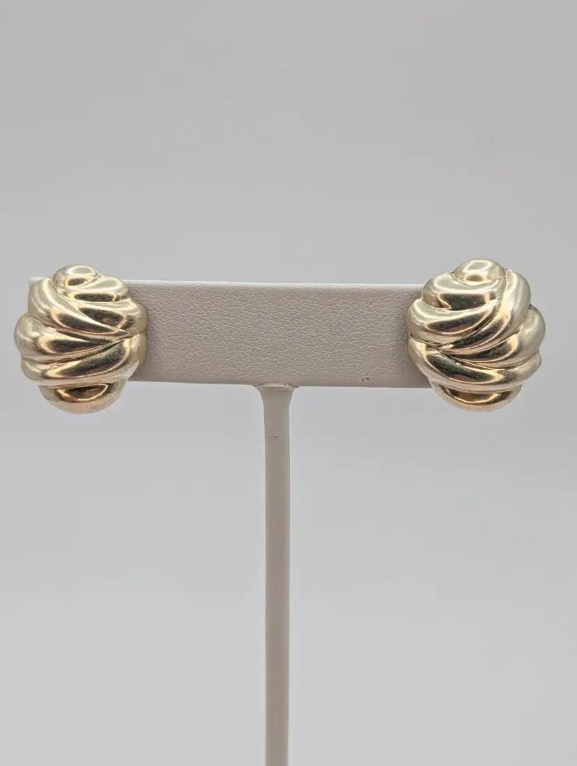 Sterling Silver 925 Puffy 3D Swirl Earrings Marked CNA 925