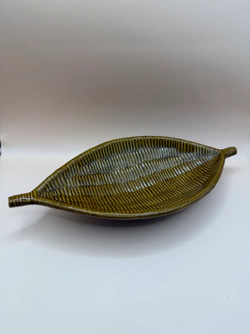 Fall Handmade Ceramic Woven Basket Catch All Dish Console Bowl SIGNED 11β