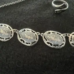 Siam Sterling Niello Necklace and Ring set