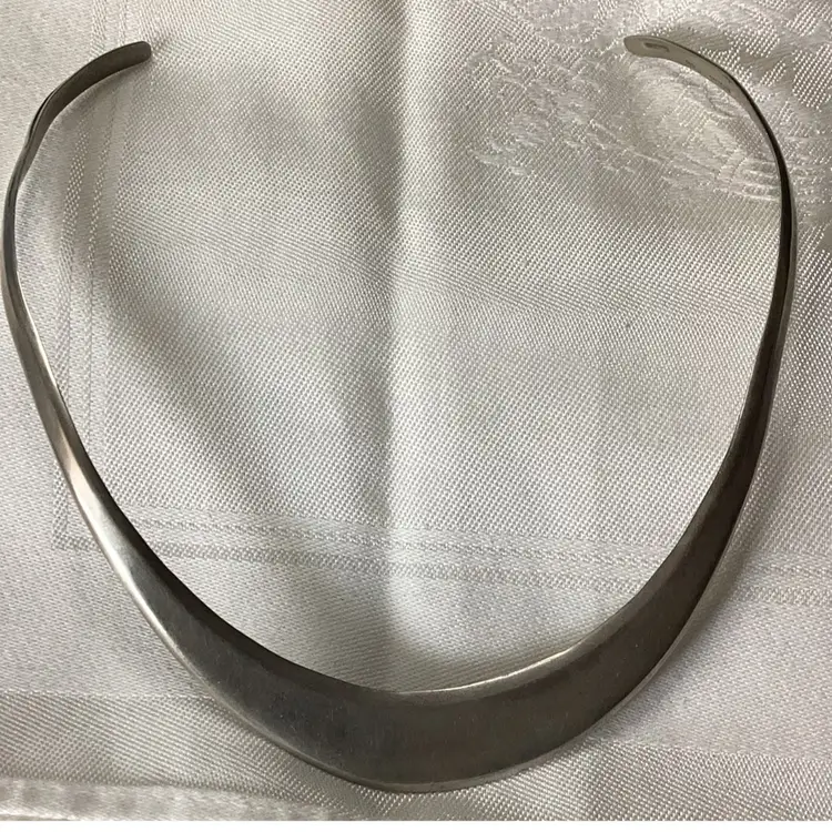 Vintage Silver Tone Cuff Slider Necklace