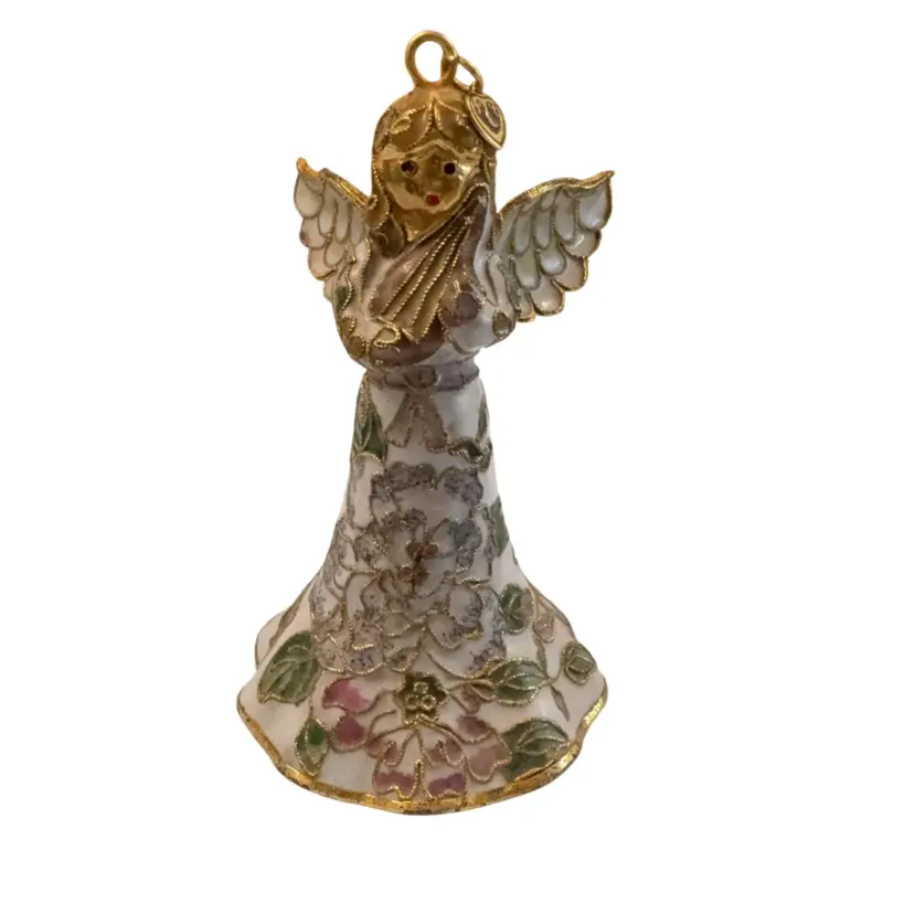 Cloisonné Angel Bell Enamel Over Metal 4” Tall