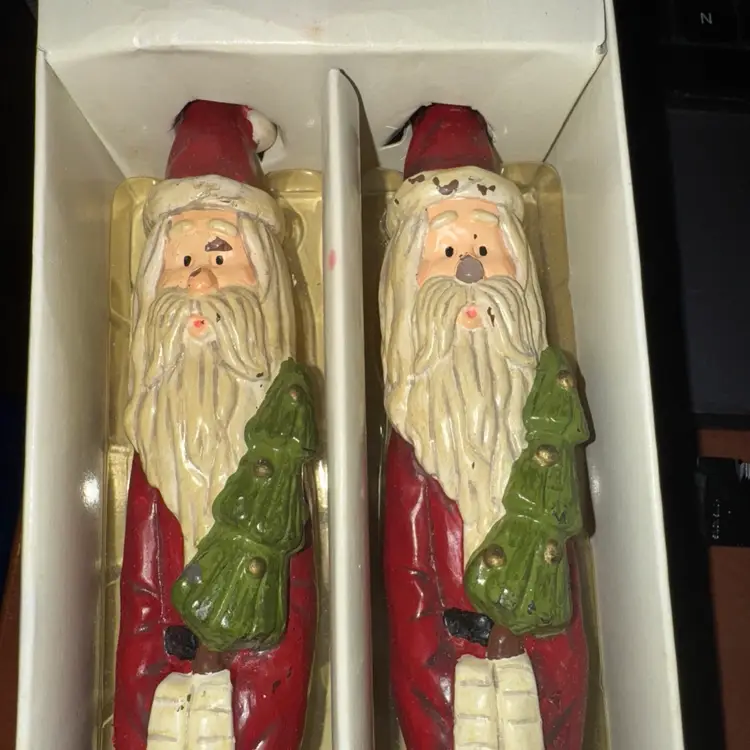 Vintage Russ Berrie & Company Holiday Candles  2 Santa Claus Taper Candles