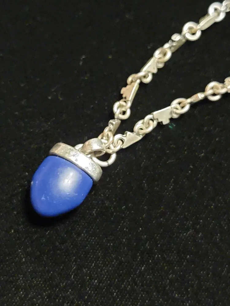 Lucky Brand silvertone and blue stone necklace