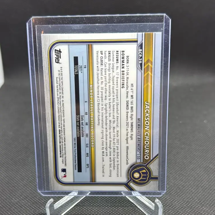 2022 Bowman Chrome Jackson Chourio 1st Prospect