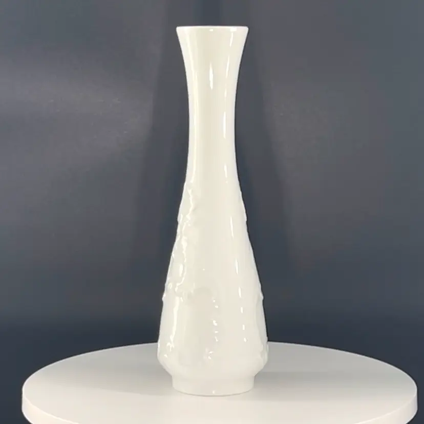 Vase White Embossed 8” PorcelainRoyal KPM Bavaria Germany  1960-70
